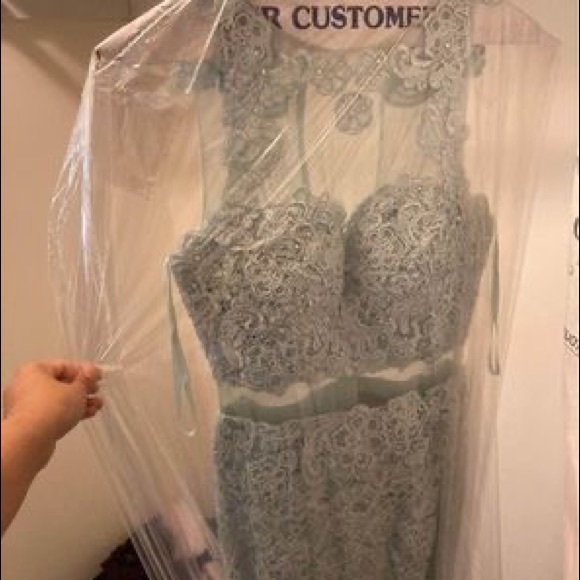 Long mint gown from macys. Worn once. Size 2. Laundered. In like new condition. - Picture 3 of 4
